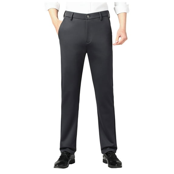 Mens Pants Men's Loose Straight Leg Trousers High Rise Deep Leisure Pant Slacks for Men Dark Gray 38