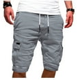 thumbnail image 1 of Mens Pants , Men's Sport Pure Color Bandage Loose Sweatpants Drawstring Shorts Pant Gray 12(XXXL), 1 of 5