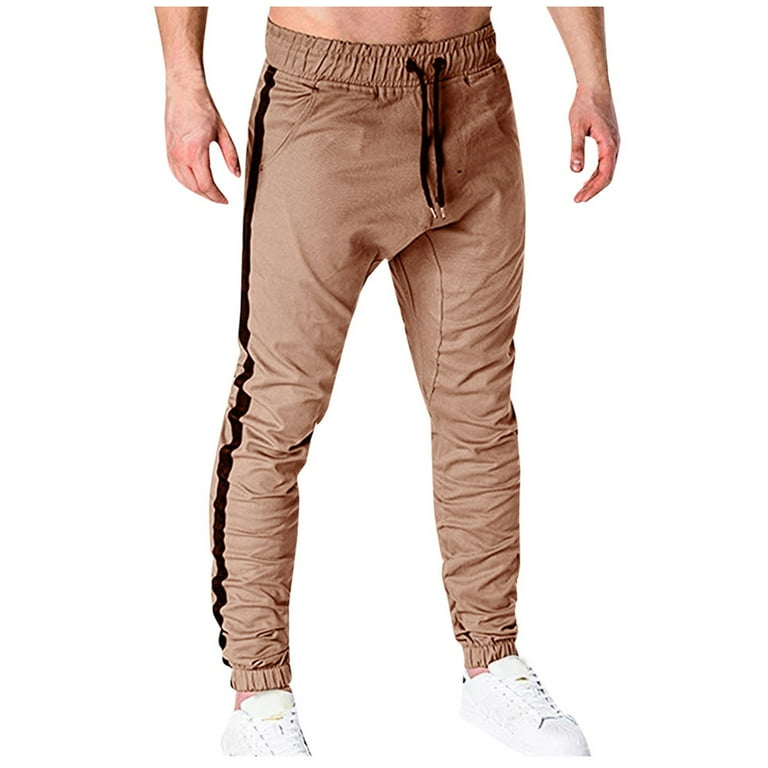 Drawstring striped zipper decorated slim pants clearance
