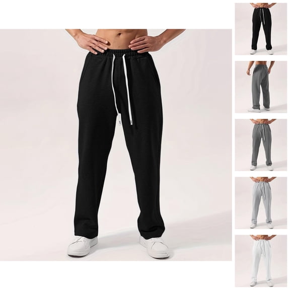 Mens Pants Men's Sweatpants Open Bottom Cotton Lounge Pants Baggy Athletic Sweat Pants with Pockets Casual Jogger Sweatpants