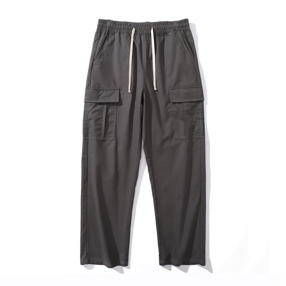 Mens Pants Mens Casual Fashion Solid Multiple Pockets Pants Drawstring Elastic Waist Pants Work Pants for Men Cargo Dark Gray XL