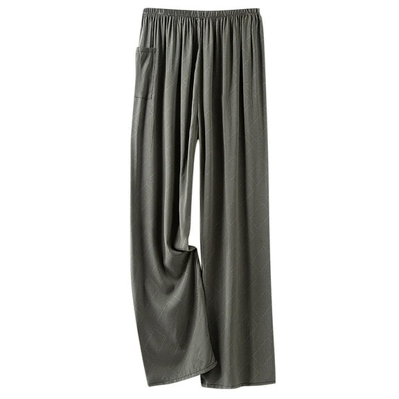 Mens Pants Mens Pajama Pants Casual Loose Multi Pocket Elastic Waist Beach Straight Leg Long Pants Pajama Pants for Men