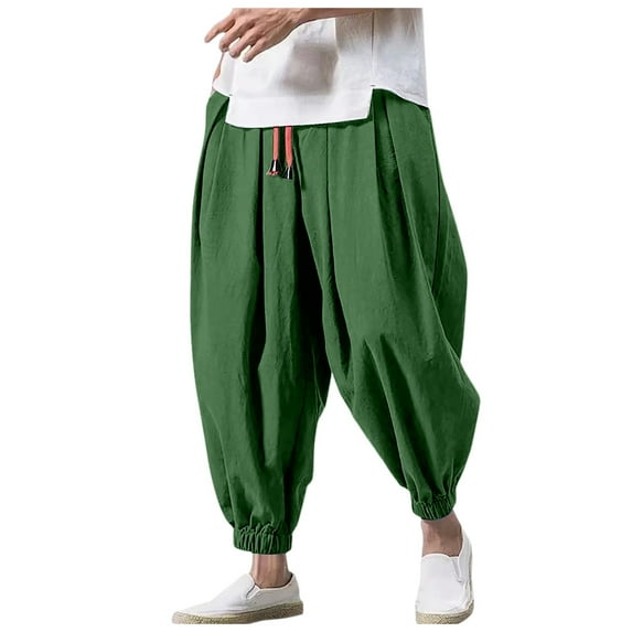 Mens Pants Quick Drying Thin Japanese Style Harem Pants Breathable Ankle Pants Solid Color Relaxed Fit Flowy Pants