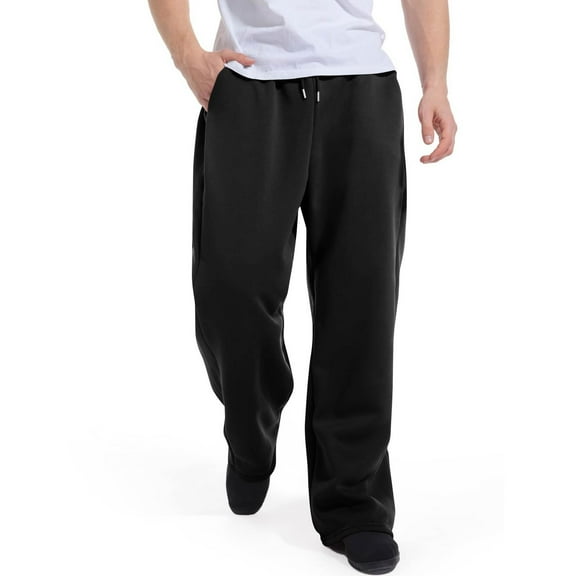 Mens Pants Relaxed Fit with Elastic Waistband and Adjustable Drawstring Straight Leg Sweatpants for Everyday Comfort Black L