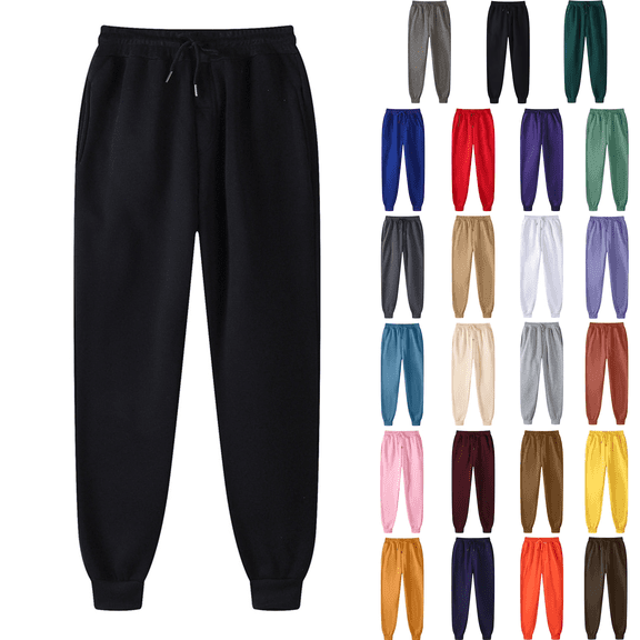 Mens Pants Sawvnm Running Sweatpants With Pockets Hip-hop Drawstring Pants Mens Athletic Pants Elastic Waist Legging Padded Casual Pants Black S