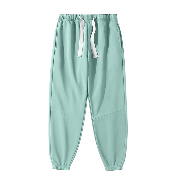 Mens Pants Solid Color Casual Ankle Drawstring Pants Full Length Pants Regular Straight Pant Green M