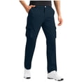 thumbnail image 1 of Mens Pants Solid-Color Casual Multi-Pocket Zipper Button Full Length Pants Fitness Pants Cargo Pants Trousers Navy L, 1 of 9