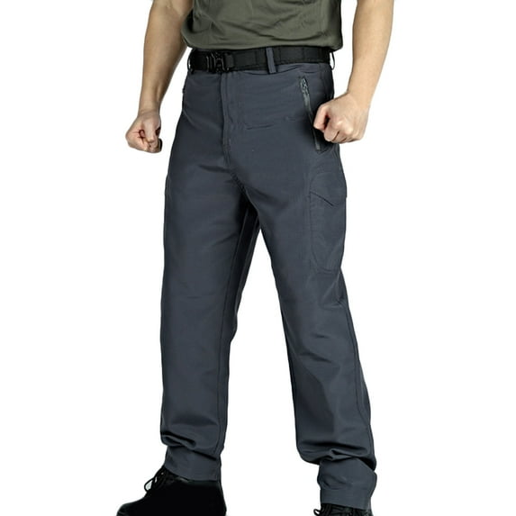 Mens Pants Stretch Casual Trousers with Zipper Pockets Straight Leg Slim Fit Pants