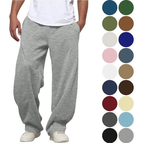 Mens Pants Sweatpants With Pockets Casual Comfy Solid Color Loose Athletic Pants Elastic Waist Drawstring Pants