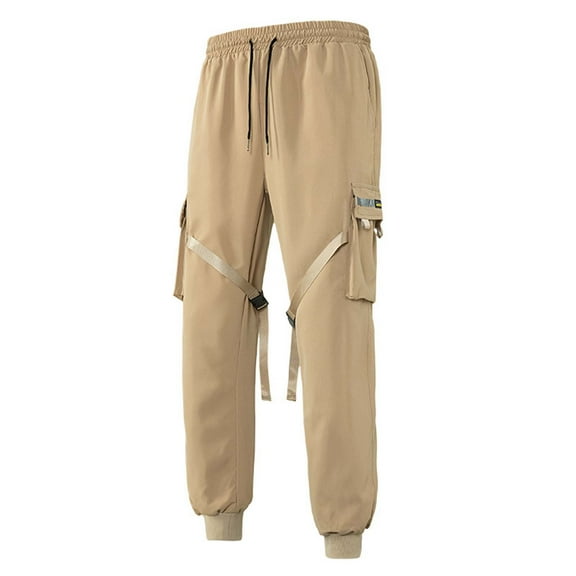 Mens Pants Sweatpants for Men Men's Pants Work Pants Solid Color Slim Outdoor Pocket Pants Flutter Belt