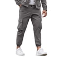 thumbnail image 1 of Mens Pants Under $10 Men's Casual Cargo Pants Workout Joggers Stretch Sweatpants Hiking Drawstring Pants with Multi Pockets, 1 of 6