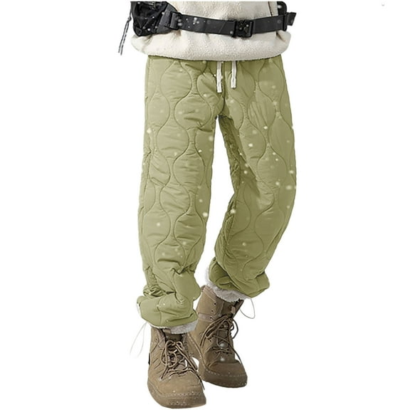 Mens Pants Under $10 Men's Packable Winter Snow Pants Warm Down Puffer Thickened Fleece Lined Quilted Waterproof Ski Trousers