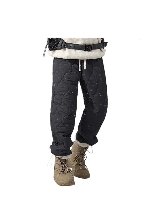 Mens Pants Under $10 Men's Packable Winter Snow Pants Warm Down Puffer Thickened Fleece Lined Quilted Waterproof Ski Trousers