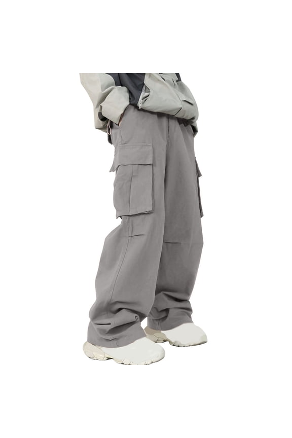 Mens Pants Under $10 Mens Parachute Cargo Pants Fasgion Wide Leg Y2K Harajuku Grunge Pants