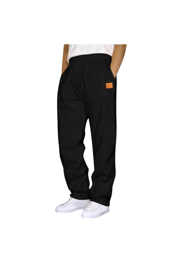 Mens Pants Under $10 Sweatpants for Men High Waisted Straight Leg Sweatpants Drawstring Lounge Sweat Pants Casual Open Bottom Sweats 2025