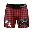 thumbnail image 1 of Mens Papa Bear Boxers Funny Fathers Day Paw Print Plaid Graphic Novelty Underwear for Guys, 1 of 5