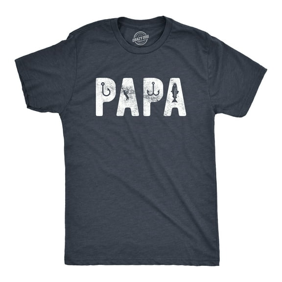 Mens Papa Fishing T Shirt Funny Fathers Day Gift for Dad Outdoor Fisherman Graphic Tee Graphic Tees