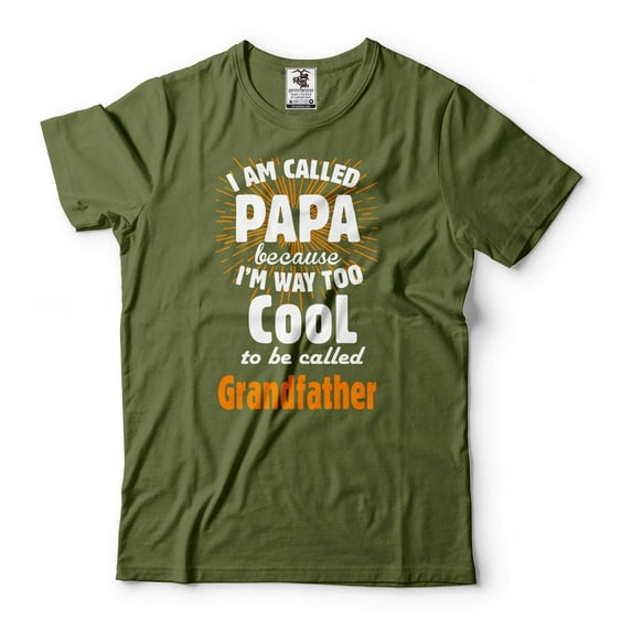 Mens Papa Shirt Grandfather Shirt Funny Grandpa Shirt Fathers Day Gift Tee Papa Gifts Gift For Men (Large Military Green)