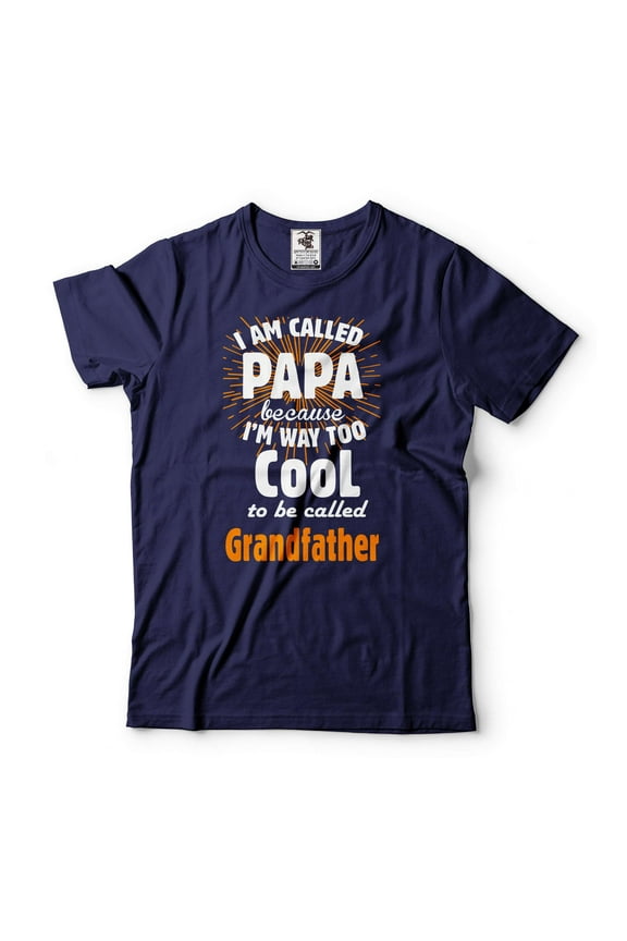 Mens Papa Shirt Grandfather Shirt Funny Grandpa Shirt Fathers Day Gift Tee Papa Gifts Gift For Men (Large Navy Blue)