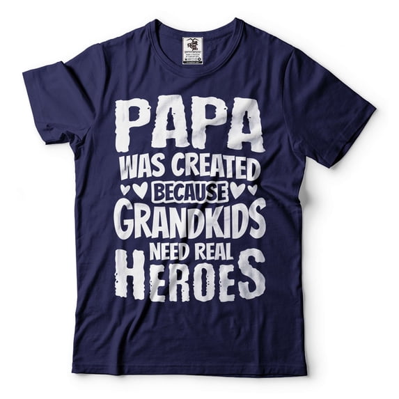 Mens Papa T-shirt Grandkids Need Real Heroes Shirt Funny Papa Shirt Father's Day Papa Shirt (XX-Large Navy Blue)