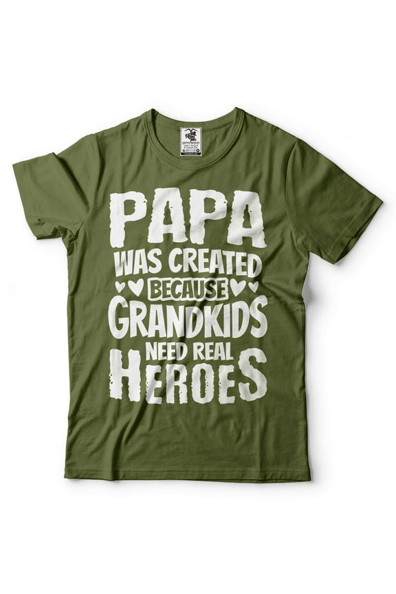Mens Papa T-shirt Grandkids Need Real Heroes Shirt Funny Papa Shirt Father's Day Papa Shirt