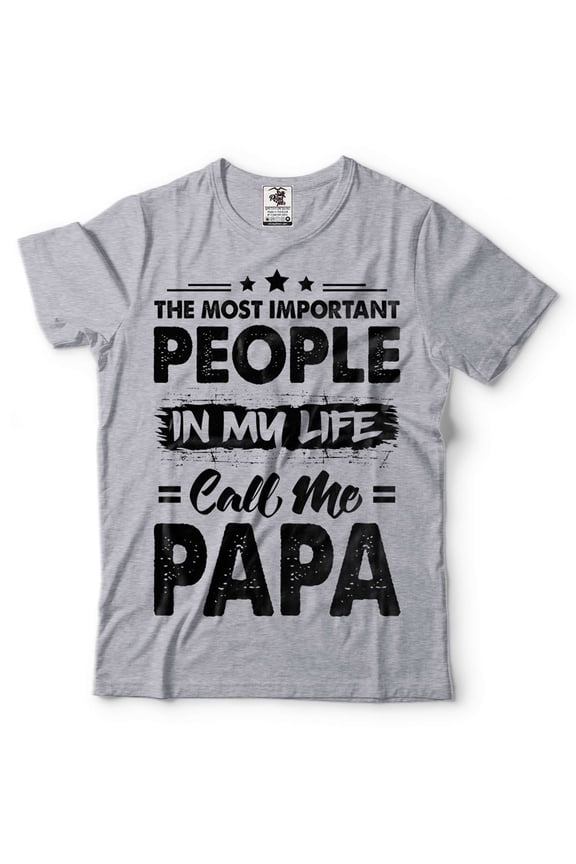 Mens Papa T-shirt Papa Birthday Tee Papa Gift Fathers Day Papa Shirt Father Shirt Dad Gifts (Large Grey)