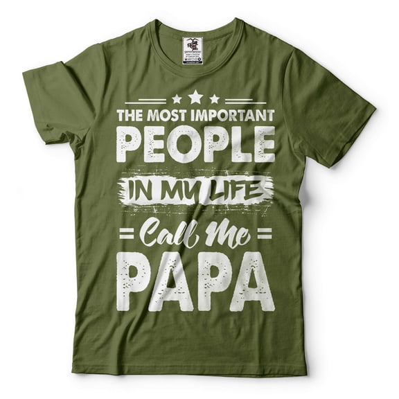 Mens Papa T-shirt Papa Birthday Tee Papa Gift Fathers Day Papa Shirt Father Shirt Dad Gifts (Large Military Green)