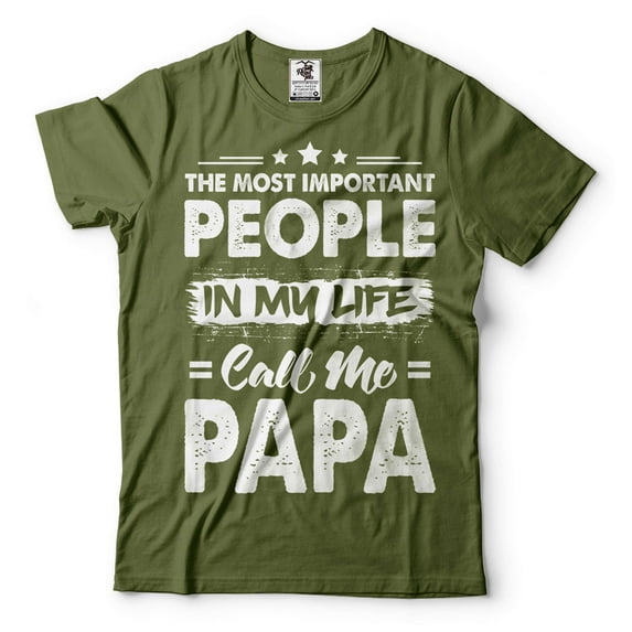 Mens Papa T-shirt Papa Birthday Tee Papa Gift Fathers Day Papa Shirt Father Shirt Dad Gifts (Medium Military Green)