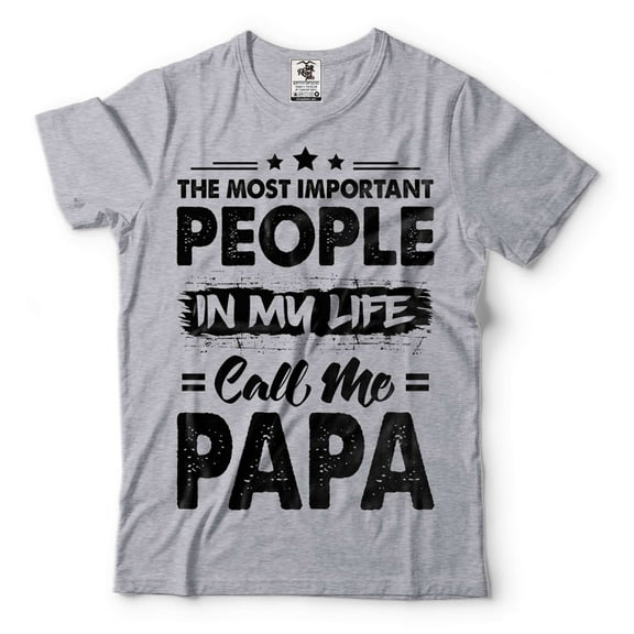 Mens Papa T-shirt Papa Birthday Tee Papa Gift Fathers Day Papa Shirt Father Shirt Dad Gifts (Small Grey)