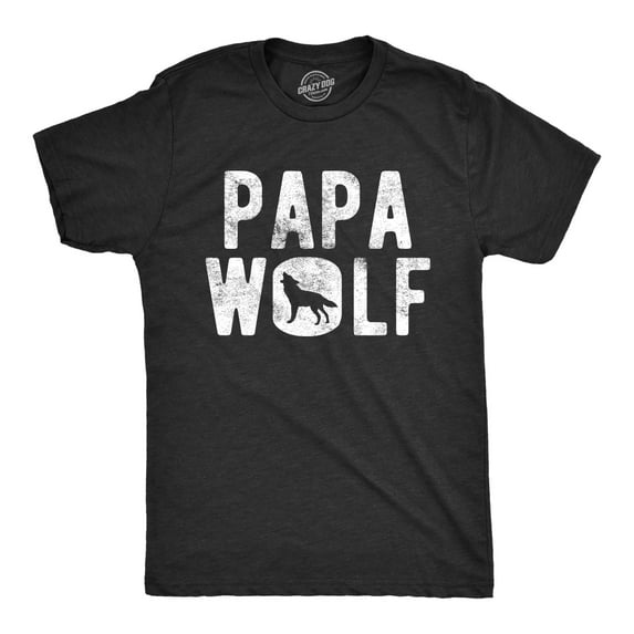 Mens Papa Wolf T Shirt Funny Camping Pack Fathers Day Graphic Novelty Tee Graphic Tees