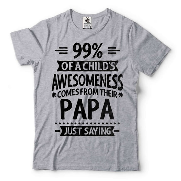 Mens Papa shirt Papa Shirts Father's Day Papa Tshirt Papa Gifts Funny Saying shirt New Papa Shirt (Small Grey)