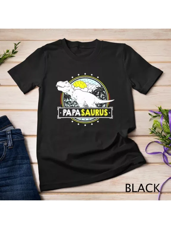 Mens Papasaurus T Shirt Papa Gifts From Grandchildren Fathers Day T-Shirt Unisex S-5XL Hot Trending Shirt, not genuine