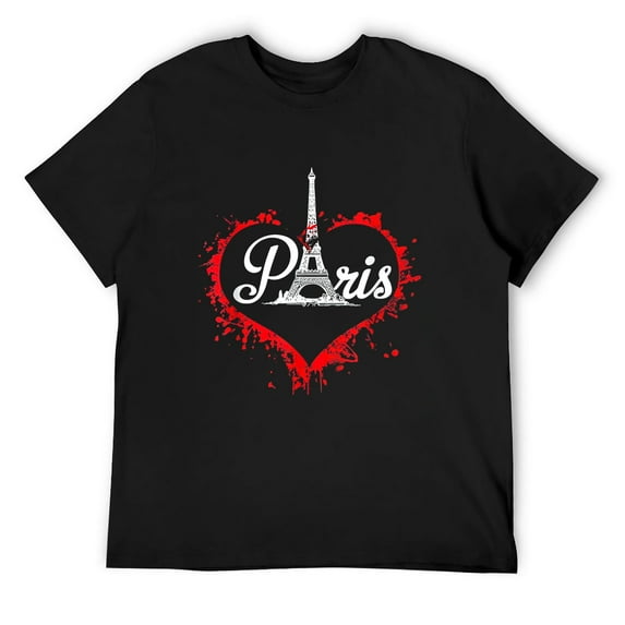 Mens Paris T-Shirt Eiffel Tower France Gifts Black 4X-Large