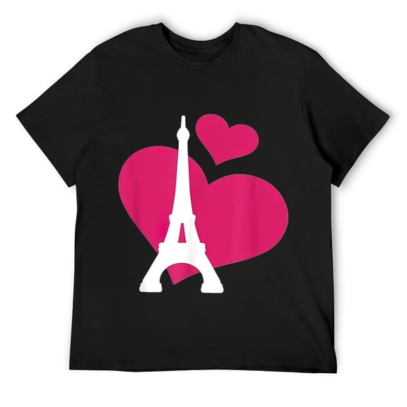 Mens Paris love heart T-Shirt Black