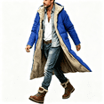 thumbnail image 1 of Mens Parkas Sherpa Lined Heavyweight Warm Loose Fit Full Zip Casual Winter Long Coat with Hood Blue 3XL, 1 of 5