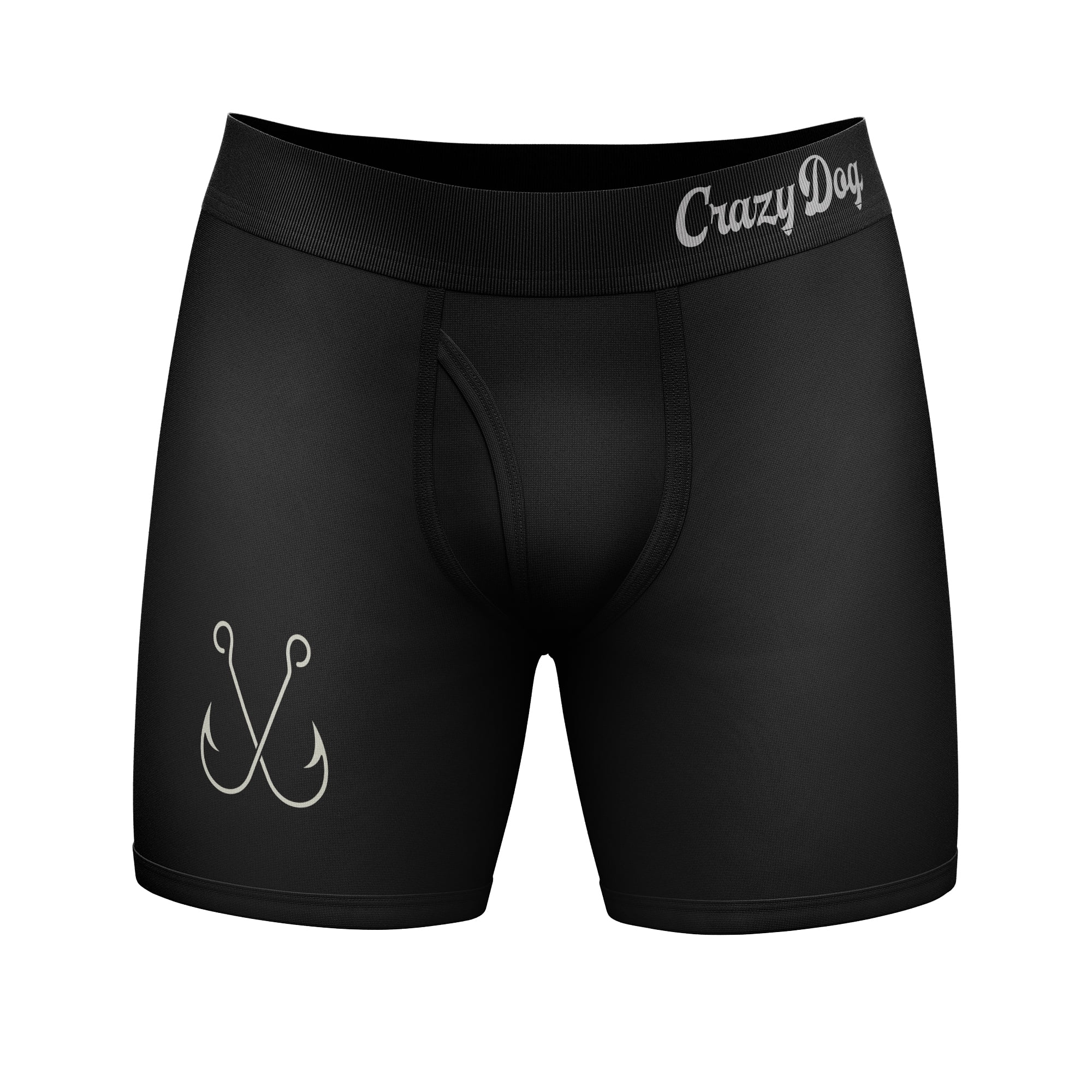 Mens Part Time Hooker Boxer Briefs Funny Fishing Gag Novelty Underwear For Guys (Black) L