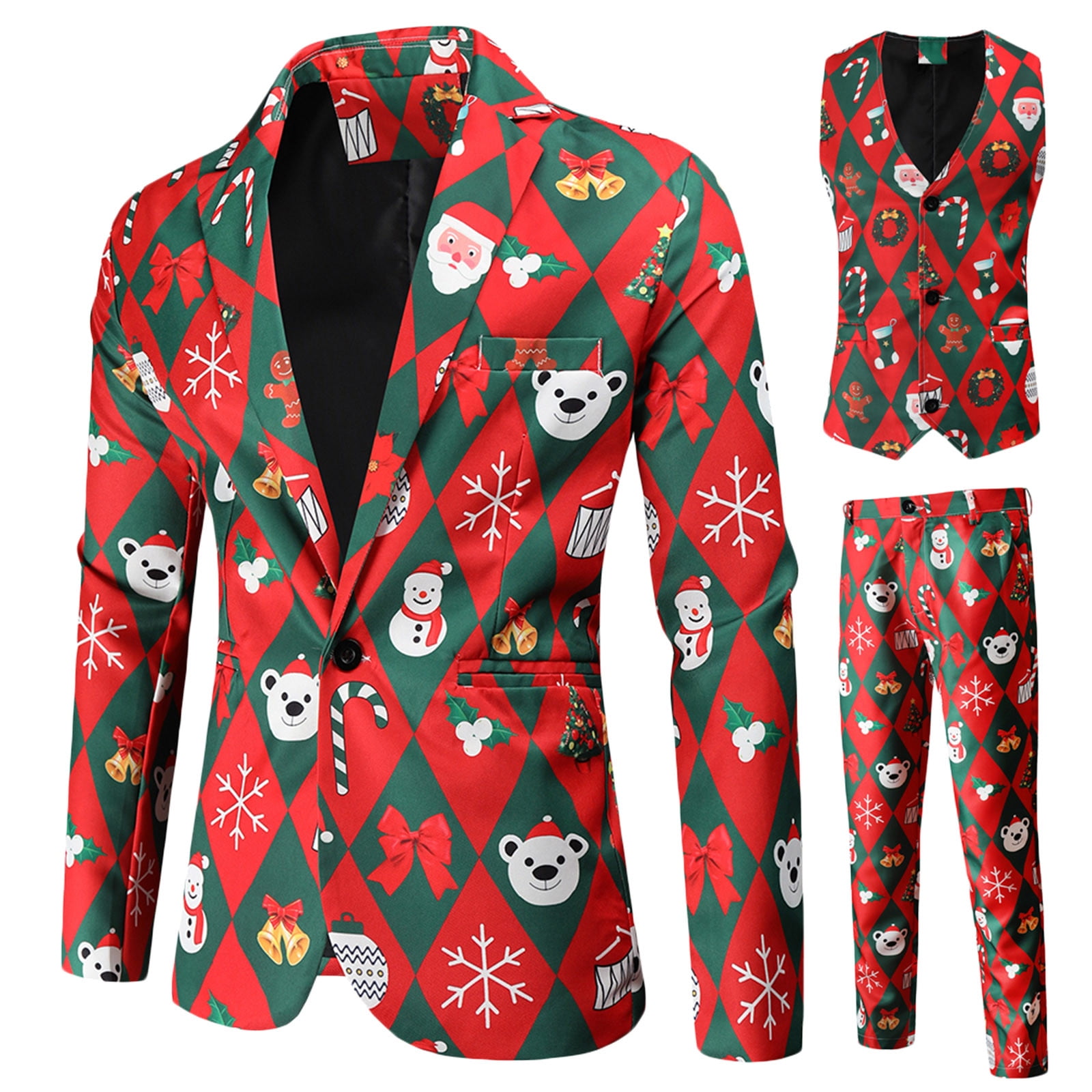 Mens Party Costume Suit Holiday Outfits for Men Christmas Clothes 2
