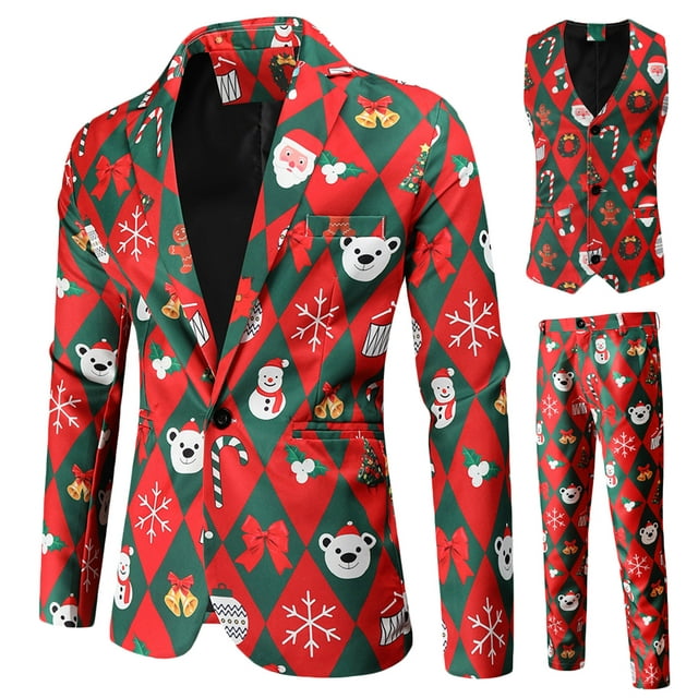Mens Party Costume Suit Holiday Outfits for Men Christmas Clothes 2 ...