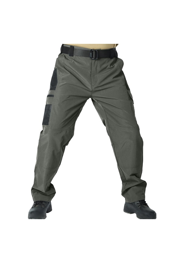 Mens Patchwork Cargo Pants Multi-Pocket Waterproof Windproof Tactical Pants Outdoors Green L
