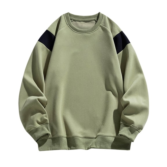 Mens Patchwork Crewneck Sweatshirt Long-Sleeve Lightweight Terry Sweatshirt Casual Workout Pullover Shirt Tops Men's Long Sleeve Round Neck Kassorted Colors And Fashionable Hoodless Sweatshirts