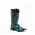 thumbnail image 1 of Mens Patchwork S-Toe Boots, Black & Turquoise - Size 8.5D, 1 of 1