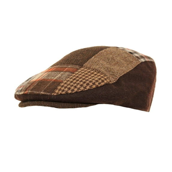 Mens Patchwork Winter Flat Cap with Wool