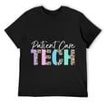 thumbnail image 1 of Mens Patient Care Tech Appreciation Half Leopard Design T Shirt Black, 1 of 5