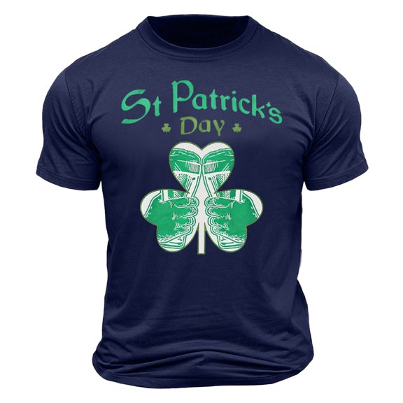 ZQUUVOU Mens Patrick's Day Shirts Clover Crew Neck Shirt Short Sleeve Summer Tops A-Navy