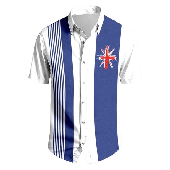 Mens Patriotic 4th of July Shirts Vintage Short Sleeve American Flag Print Hawaiian Bowling Casual Button Down Shirt