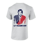 Mens Patriotic American Flag Let Freedom Ring Trump Mens Short Sleeve T-shirt Graphic Tee-Ash Grey-small