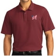 thumbnail image 1 of Mens Patriotic Butterfly Patch Short Sleeve Polo Shirt, XL Burgundy, 1 of 5