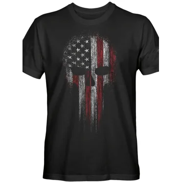 [Mens Patriotic Comfort T-Shirt] American Skull Men's Patriotic Casual Comfort T-Shirt