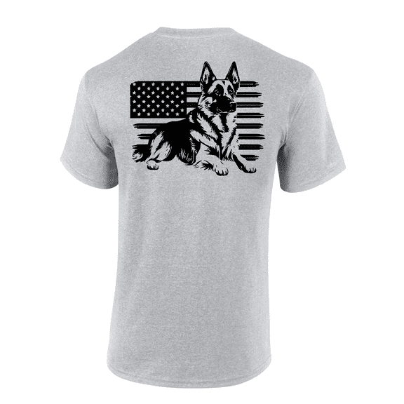 Mens Patriotic Distressed German Shepherd Rugged USA Flag Mens Short Sleeve T-Shirt-Sport Grey-3X-Large