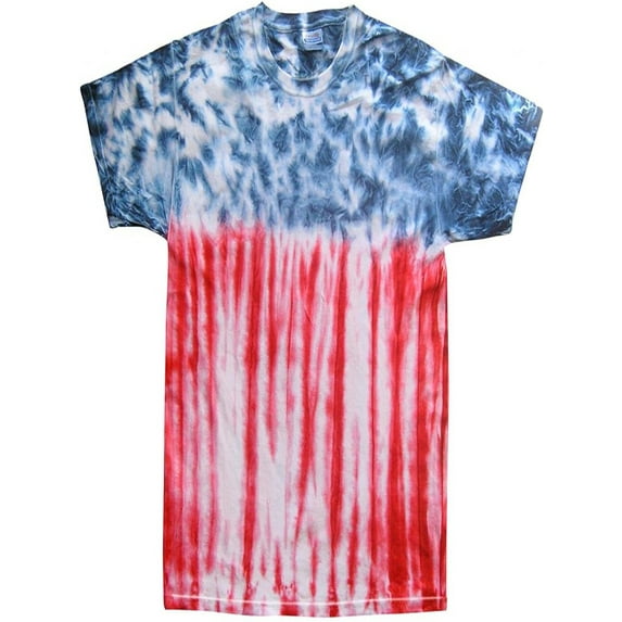 Mens Patriotic Flag Tie Dye Flag T-shirt, Medium